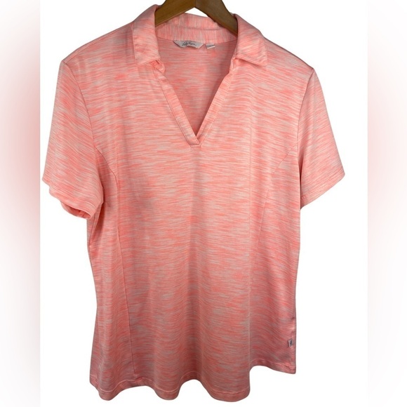 Lady hagen neon pink and heathered collared shirt. Size large. - Picture 1 of 4